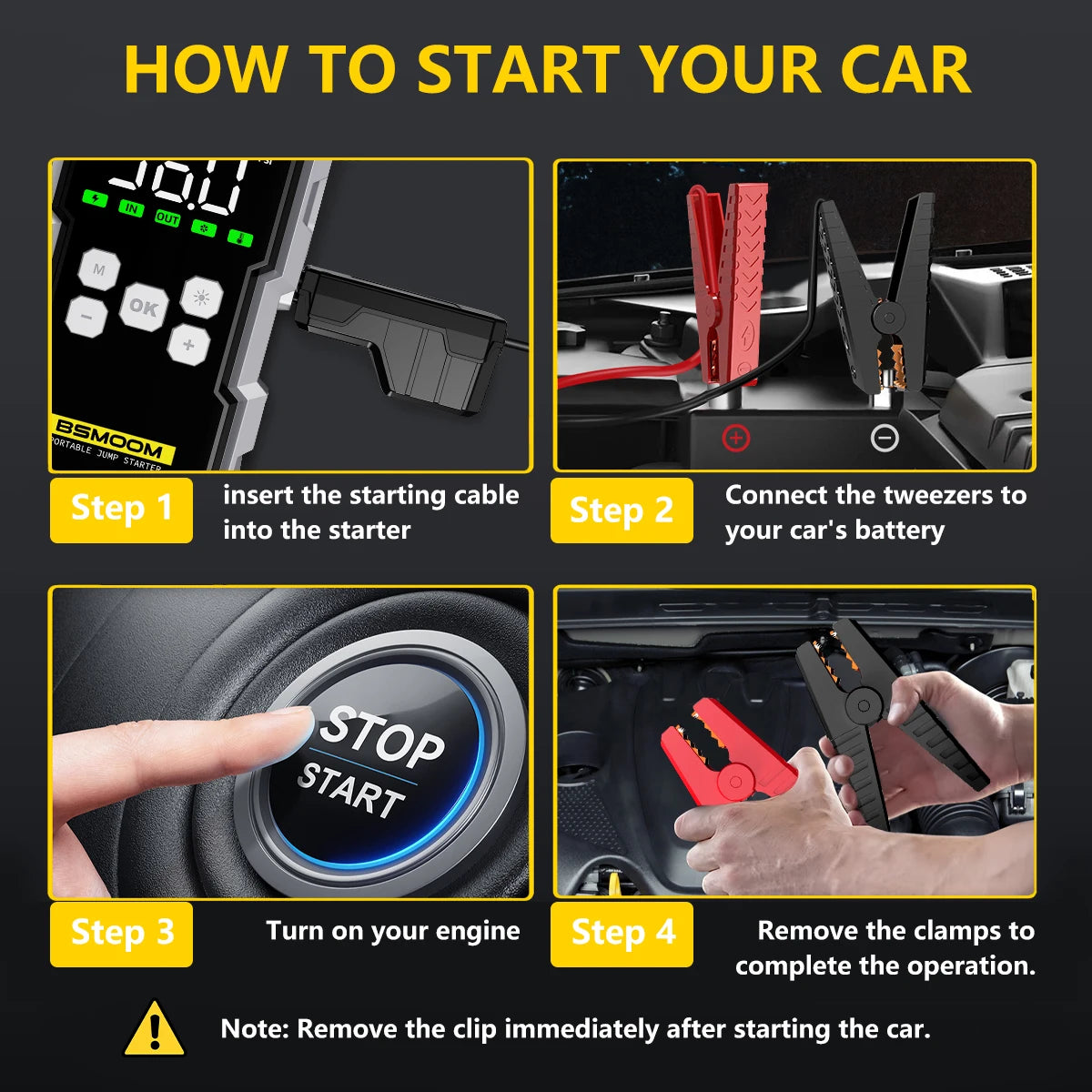 Portable Car Jump Starter with 150PSI Air Compressor, Power Bank and Emergency Battery Booster