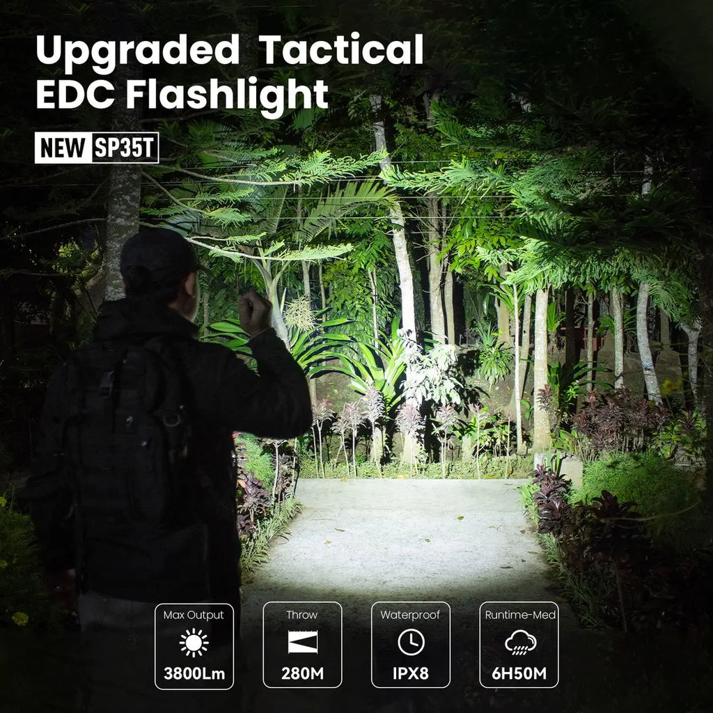 Sofirn SP35T 3800 Lumen Rechargeable Flashlight, USB-C 21700 LED Torch with Dual Switch