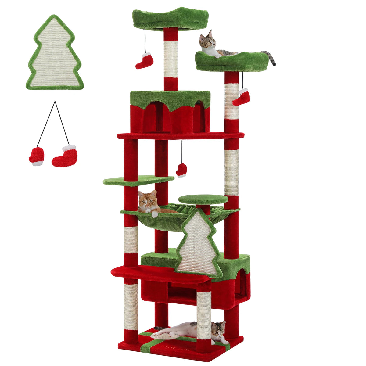 Large Cat Tree and Tower for Indoor Cats with Sisal Scratching Posts, Hammock, Padded Perches and Condos