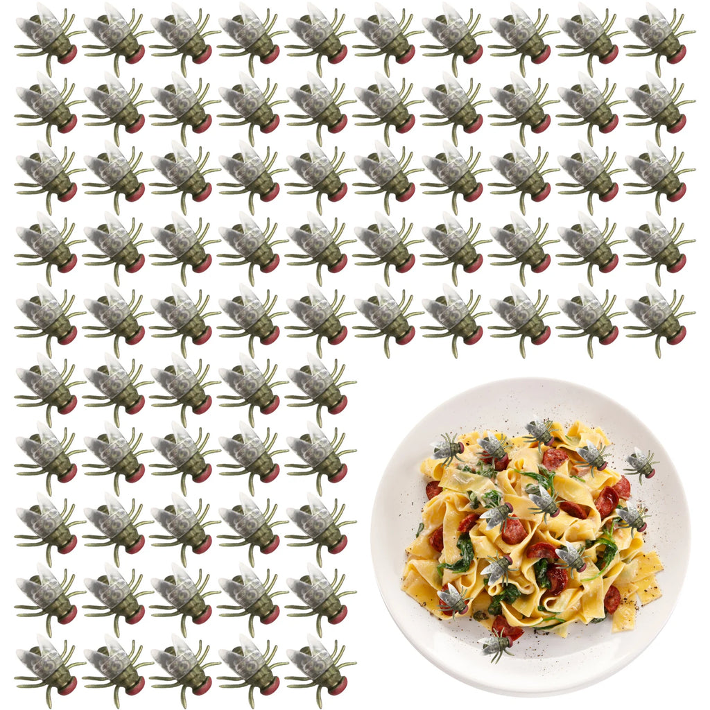 Halloween Fake Flies Prank Set, 100 Pcs Realistic Plastic Flies