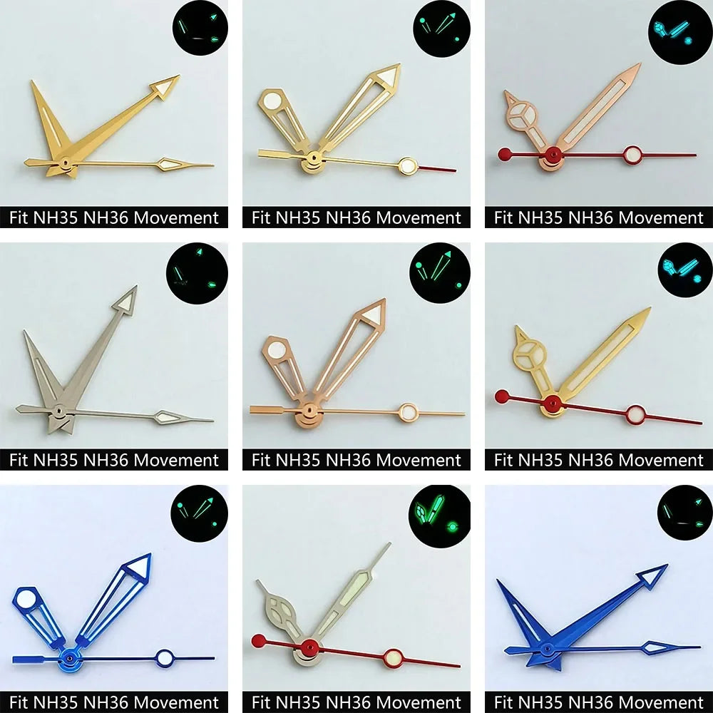 High Quality Watch Pointer Green/Blue-Green Glow Suitable for N H35/NH36 Sports Watch Pointer Watch Accessories