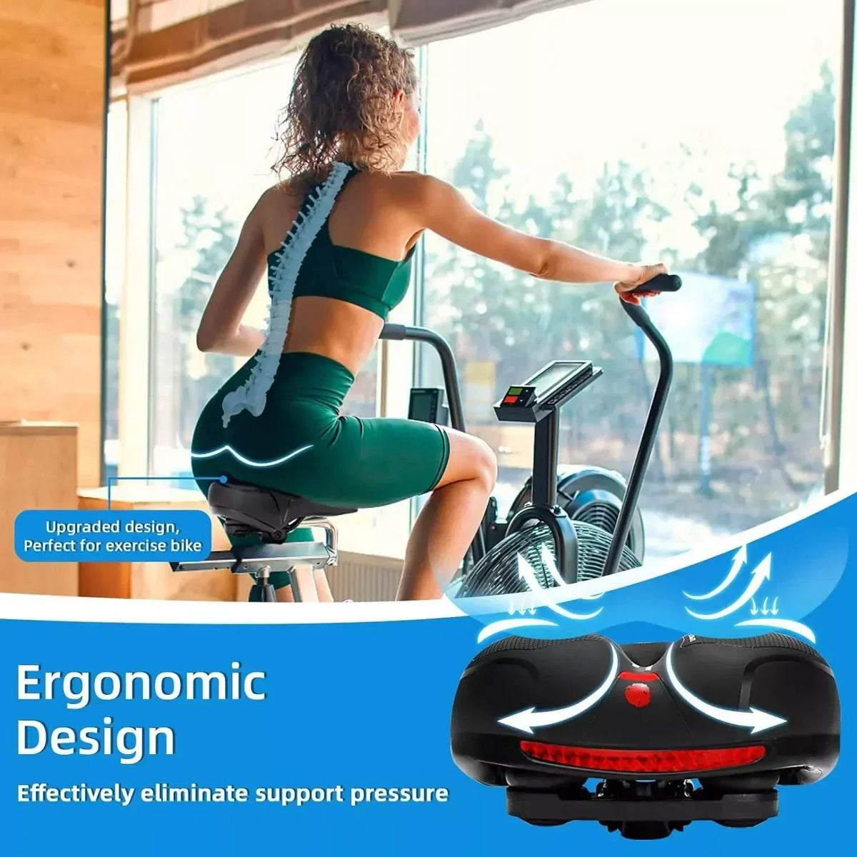 Hollow Breathable Bike Seat Cushion Widened Soft Bicycle Saddle With Taillight for Mountain & Road Cycling