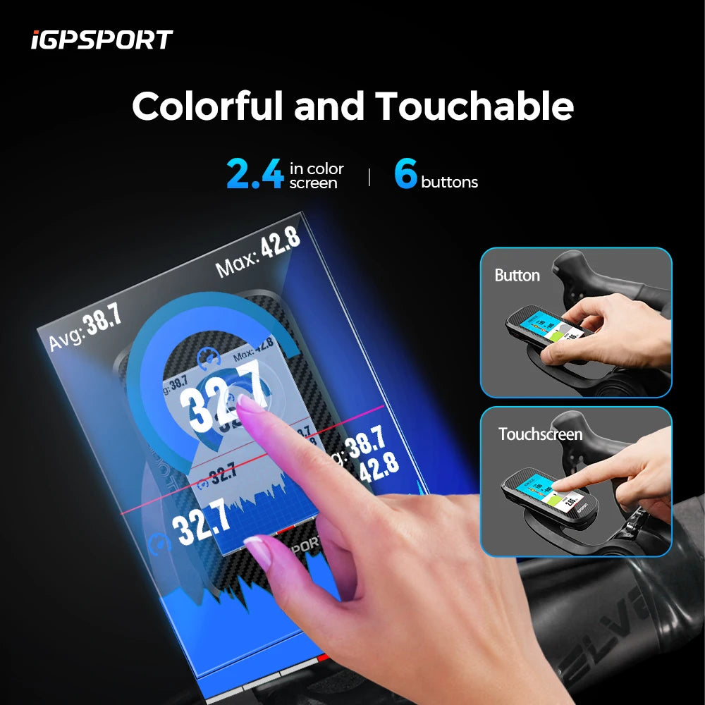 BSC300T Touch-screen Bike Computer Global Colorful Map Wireless Cycling Computer Support E-bike