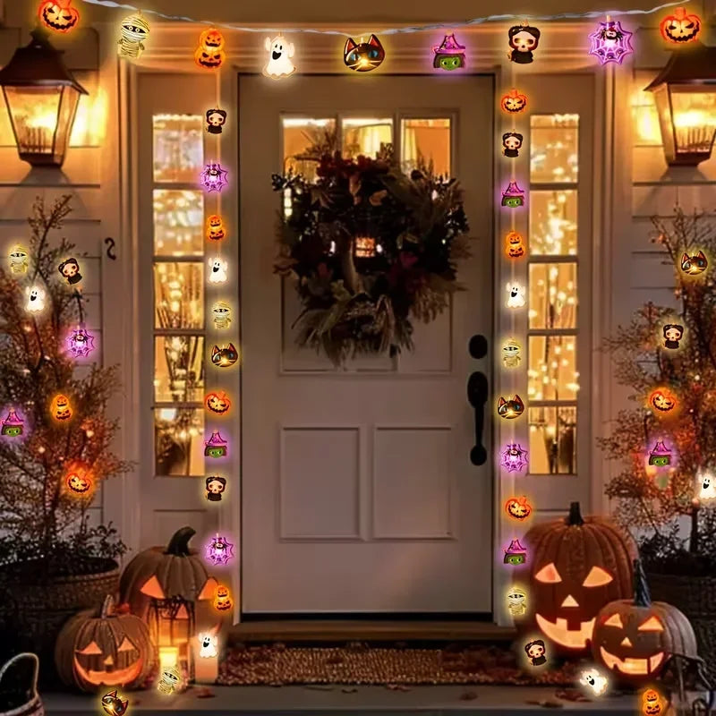 Halloween LED String Lights, Ghost, Pumpkin and Skeleton Fairy Lights for Holiday Decor