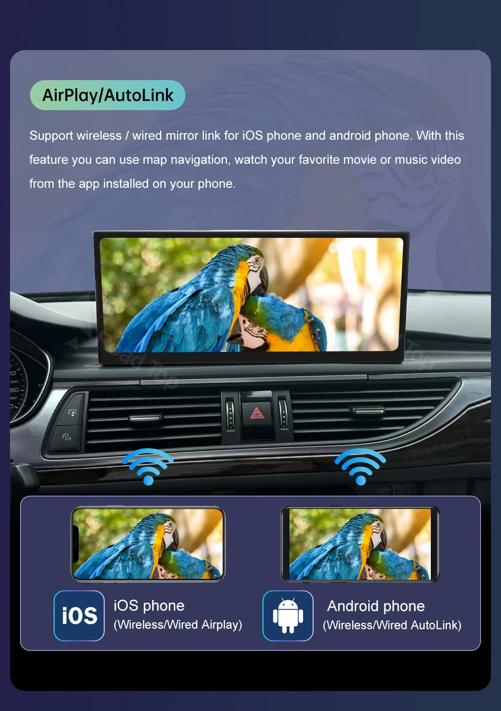 Road Top 12.3" Wireless CarPlay & Android Auto Car Screen
