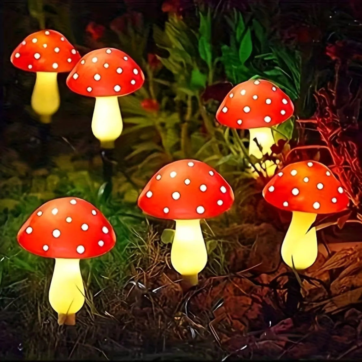 Solar Mushroom Garden Stake Lights, 8 Pack