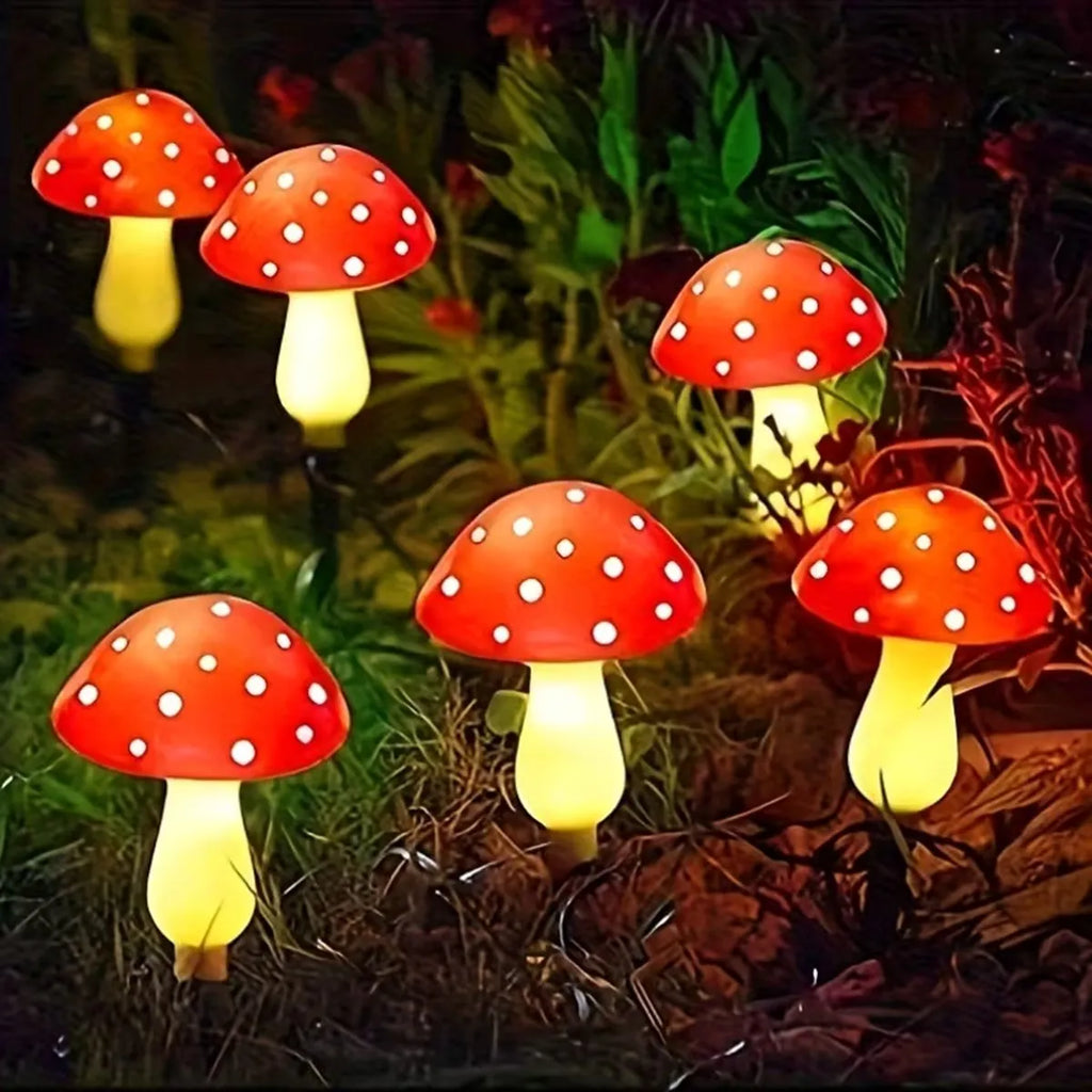 Solar Mushroom Garden Stake Lights, 8 Pack
