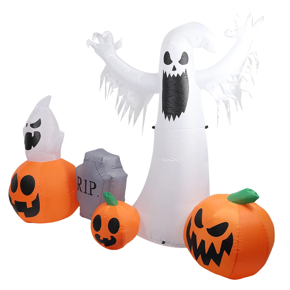 Halloween 7.5 ft Inflatable Ghost and Pumpkin Combo with LED Lights