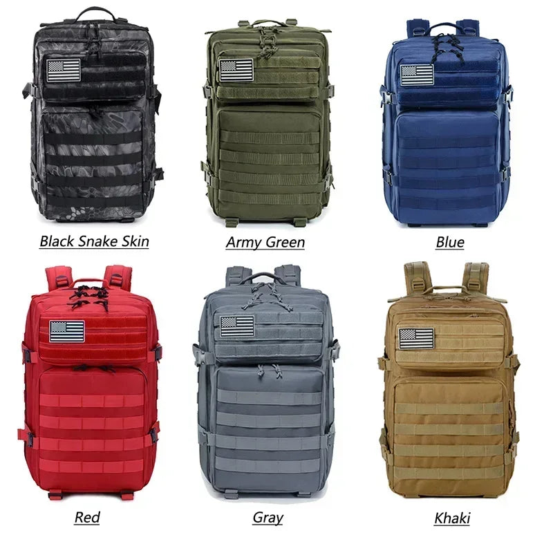 45L Large Capacity Outdoor Backpack, 3-Day Hiking and Camping Rucksack