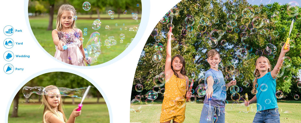 JOYFY 14.6'' Big Bubble Wands Bubble Wand Bulk with Refill Solution for Kids Summer Toy Party Favor Outdoors Activity