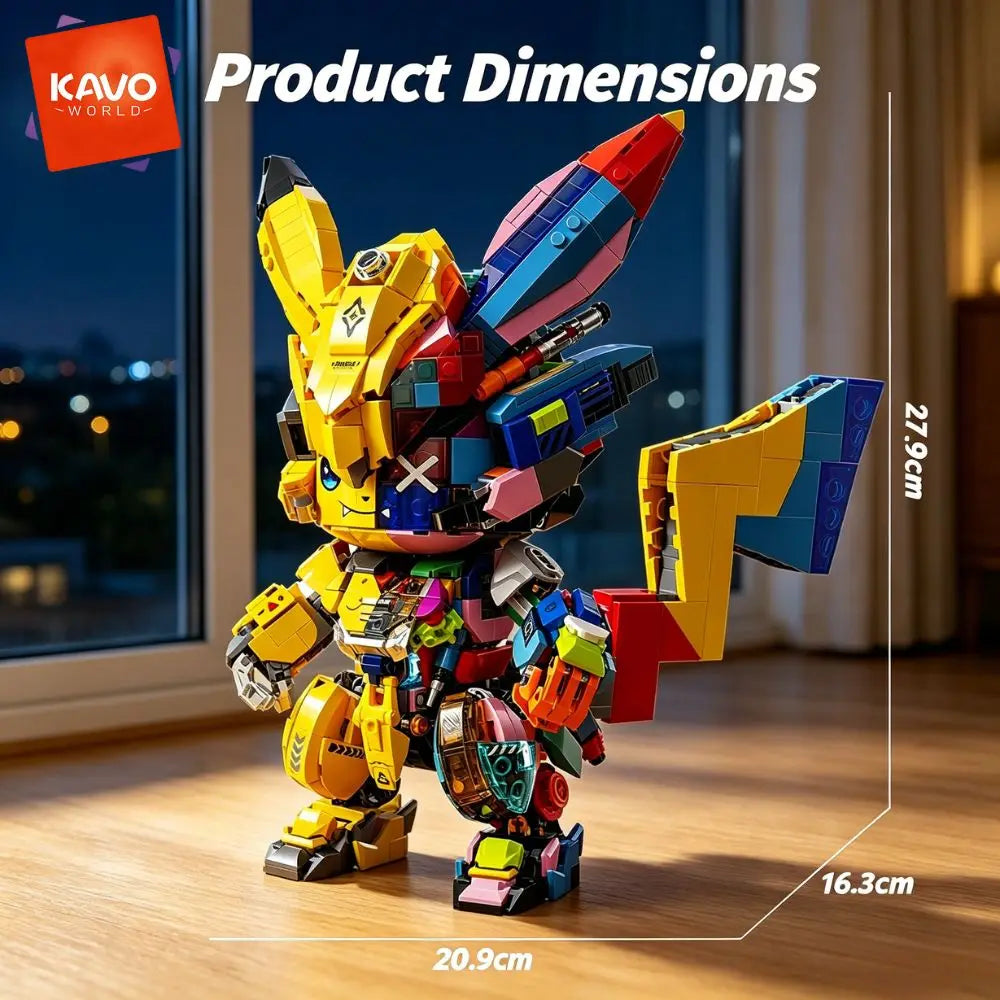 KAVOWORLD 1505PCS Mechanical Mouse Mecha Building Blocks Model Kit 360° Rotatable Tail Articulated Joints DIY Assembly Sci-Fi Figurine Half Cute Punk Construction Toy for Gaming Room Office Decor New Year Holiday Chrismas Gi
