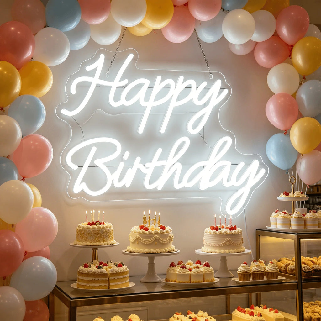 Happy Birthday LED Neon Sign, USB Powered