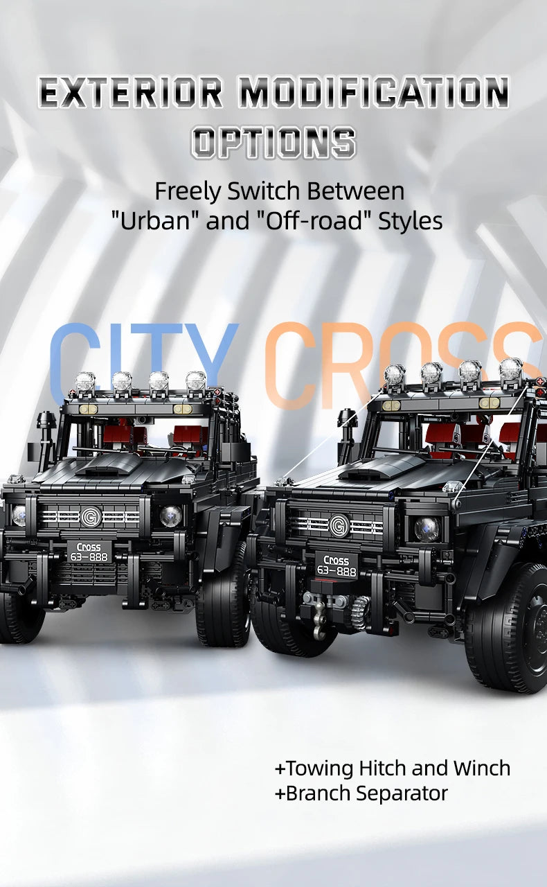 KAVOWORLD 6x6 Black Off-Road Truck Building Blocks Set 1:8 Pickup Truck Car Construction Kit DIY Bricks Toy Gift for Adults Teen