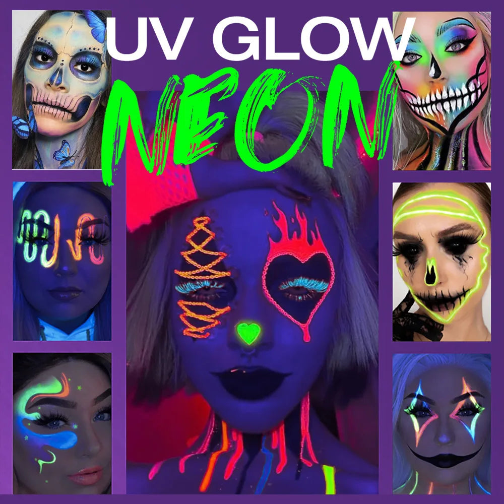 12 Colors Black White Halloween Makeup Waterproof Face Body Paint Stick Neon Colorful Blue Green Yellow Face Paint Cosmetics