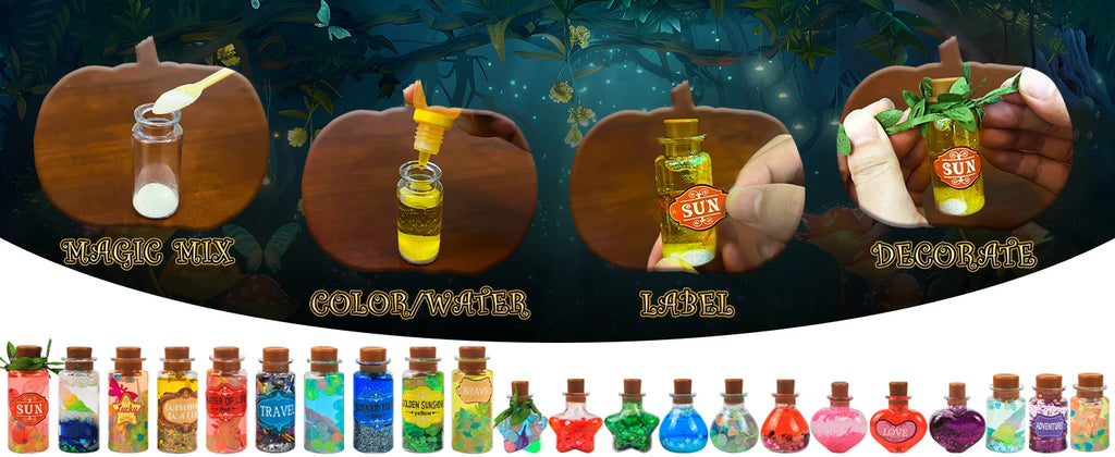 Halloween Witch Potion Kit for Kids, DIY Glowing Spell Potions Craft Set