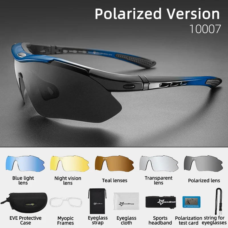 Polarized Cycling Glasses Men Sports Sunglasses Road MTB Mountain Bike Bicycle Riding Protection Goggles Glasses 5 Lens