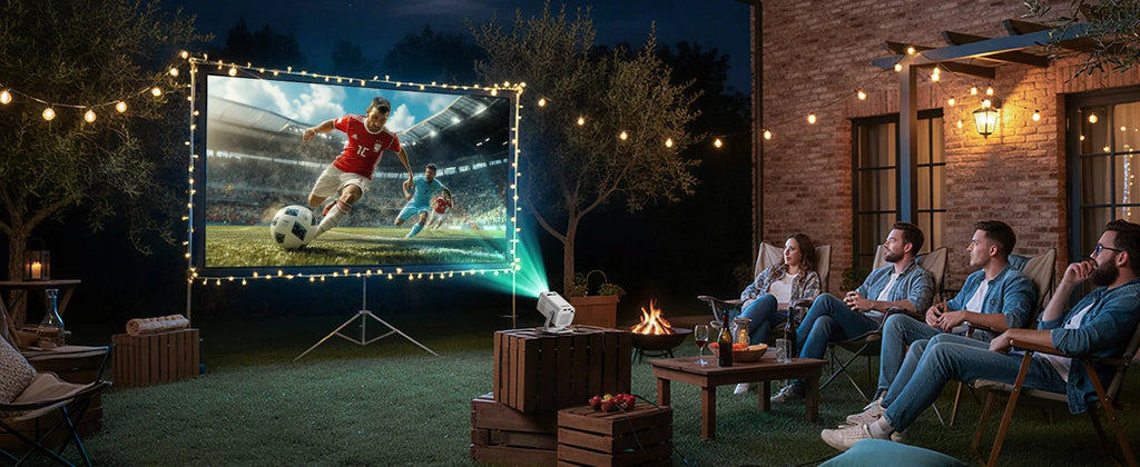 Mini Projector Native 1080P, 4K Decoding, WiFi 6 & BT 5.4, Android TV Short Throw Portable Beamer for Home Theater Outdoor Movie