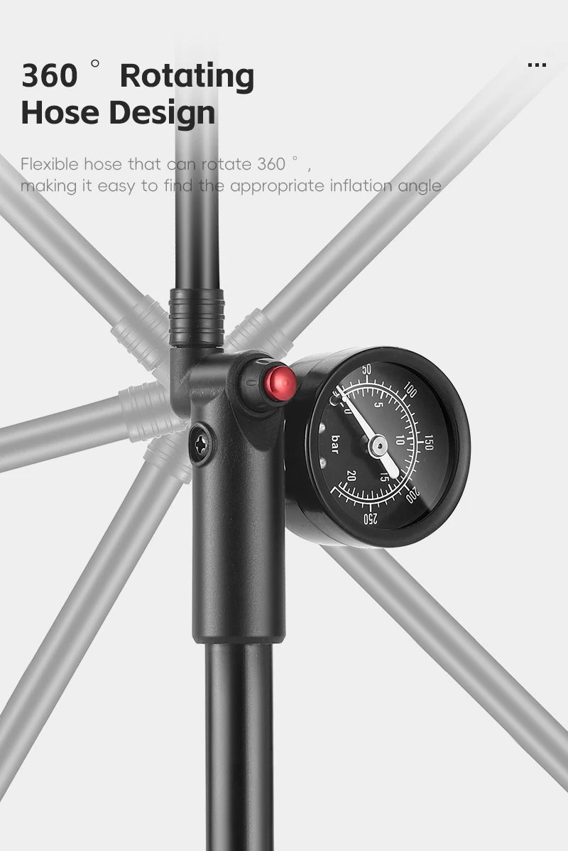 WEST BIKING 400PSI Bicycle Air Pump High Pressure MTB Bicycle Pump Front Fork Rear Suspension Pressure Gauge Schrader Valve