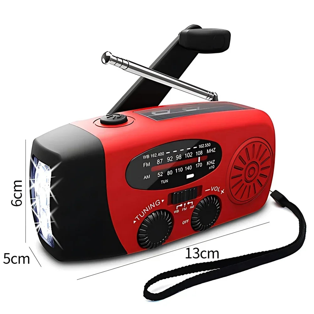 Solar Hand Crank Radio Portable Emergency Weather Alert Device with 2000mAh Power Bank and LED Flashlight Ideal for Home Blackout Severe Weather