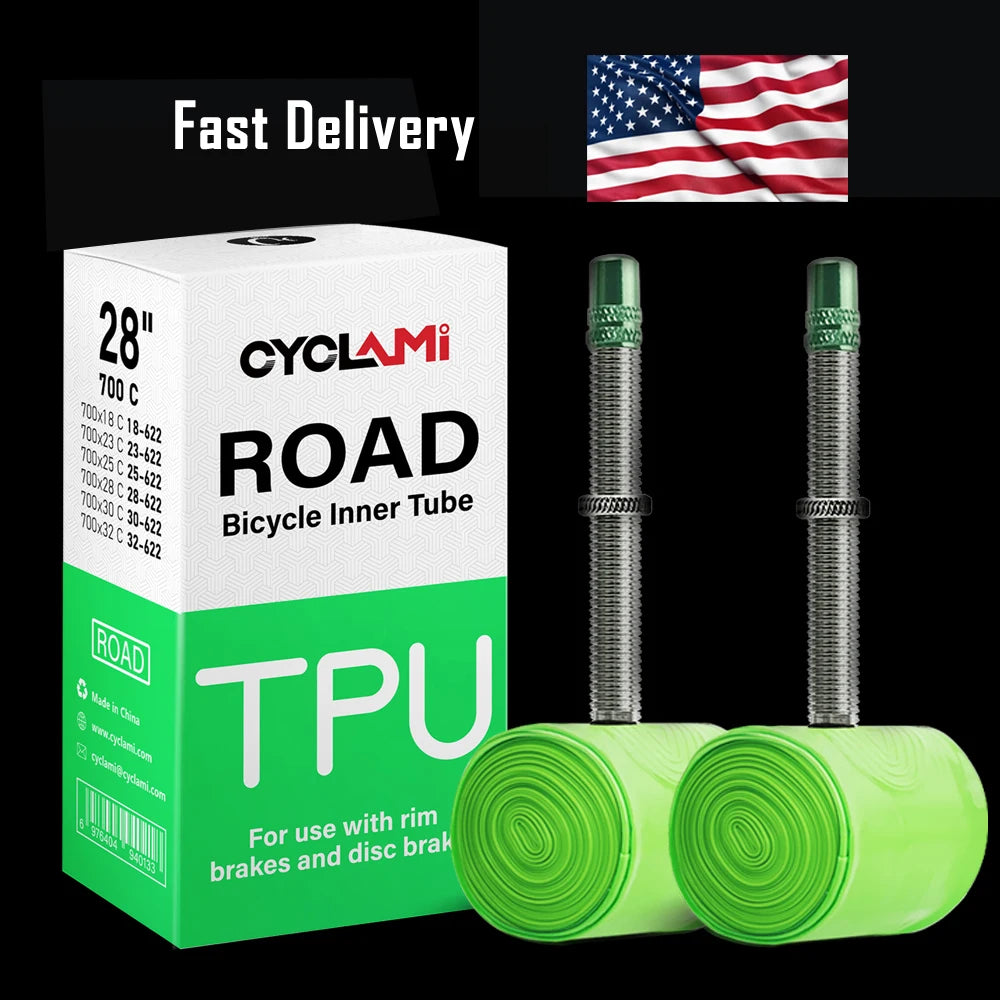 2pcs CYCLAMI 38g Ultralight Bike Inner Tube 700 X18 23 25 28 Road Bicycle TPU Material Tire 60mm Length French Valve Super Light