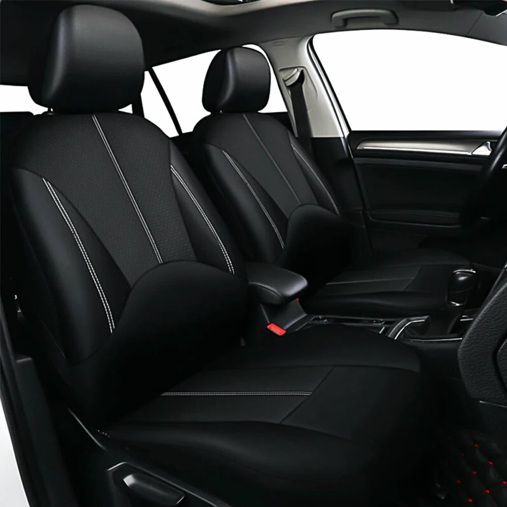 9pcs/Set Car Seat Cover Universal Leather Black Seat Protector Cover Complete Set of All Seasons Car Interior Accessories