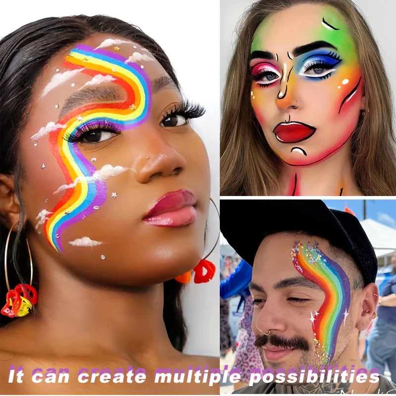 Rainbow Face and Body Paint Set-2pcs Split Cake Face Paint with Brush,Rainbow Face Painting Kit for Halloween Cosplay Art SFX