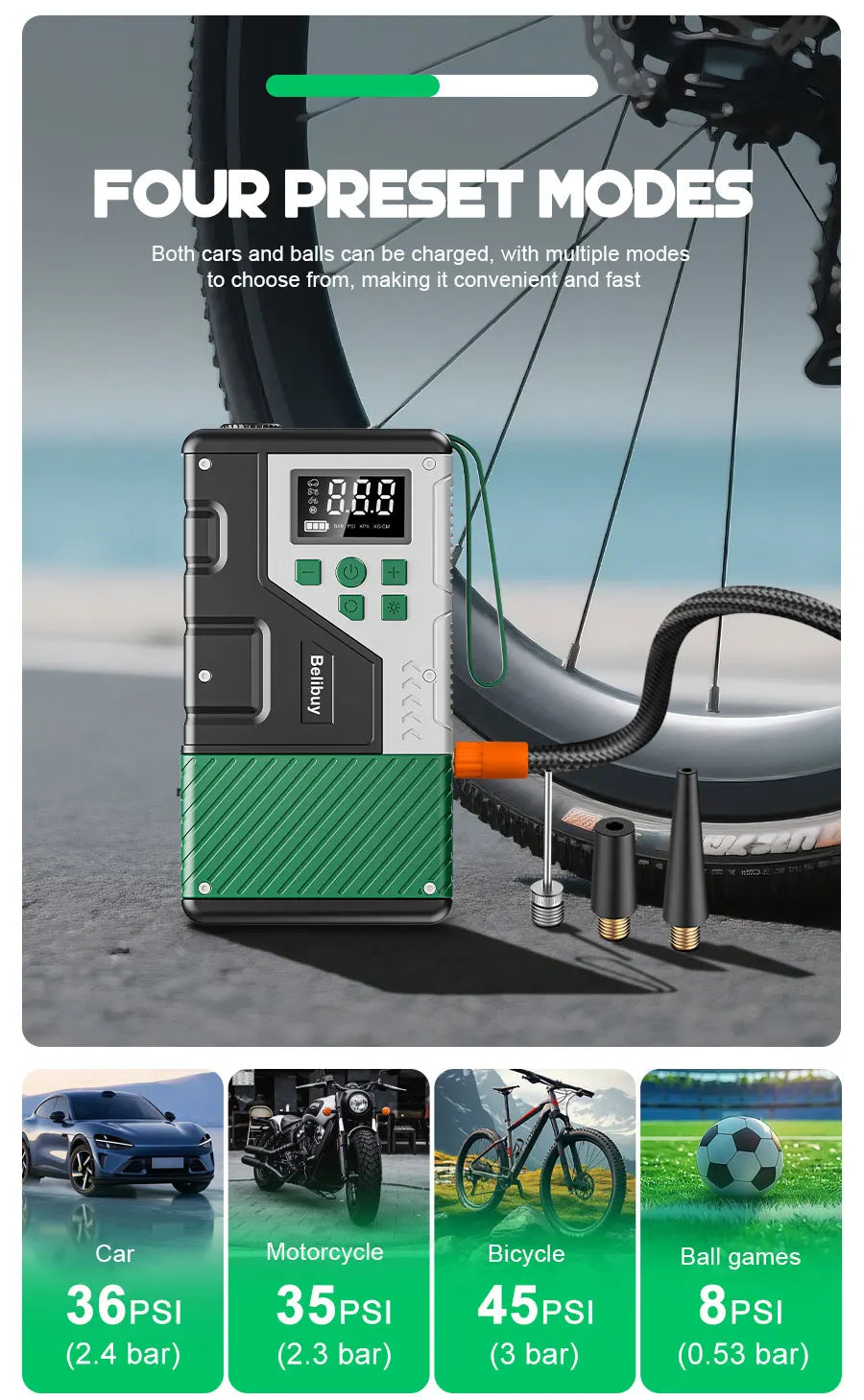 Upgraded 150PSI Portable Car Air Compressor with 7000A Emergency Jump Starter Combo Unit Ideal for Outdoor Camping Use