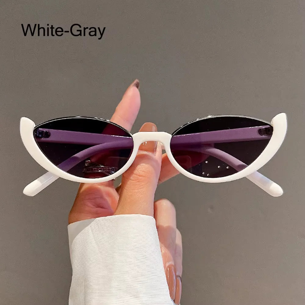 Vintage Small Cat Eye Sunglasses for Women, Trendy Half-Frame Fashion Shades