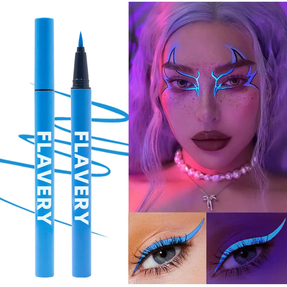 8-color fluorescent color UV eyeliner, waterproof and sweat-proof face paint pen,Halloween matte glowing neon liquid eyeliner