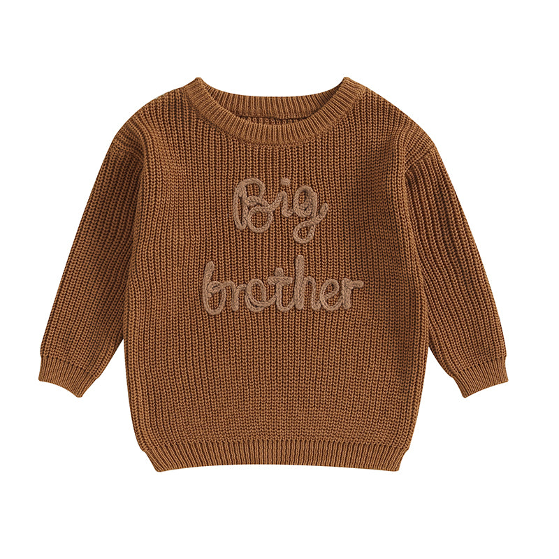 Toddler Boys Cotton Embroidered Letter Sweater, Long Sleeve Loose Pullover 12M-5Y
