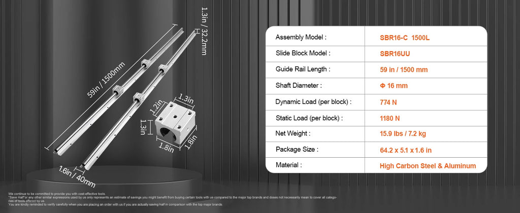 SucceBuy SBR Linear Guide Rail Set with Bearing Blocks