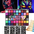 54-Color Glow Fluorescent Neon Water-Soluble Face Body Paint Set for Children and Adults,Perfect for Halloween and Christmas