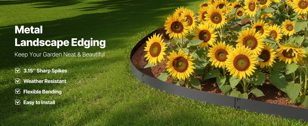 SucceBuy Steel Landscape Edging 5 Pcs 39x3in Rust-Resistant Metal Landscape Edging Bendable Garden Border Heavy Duty Lawn Edging