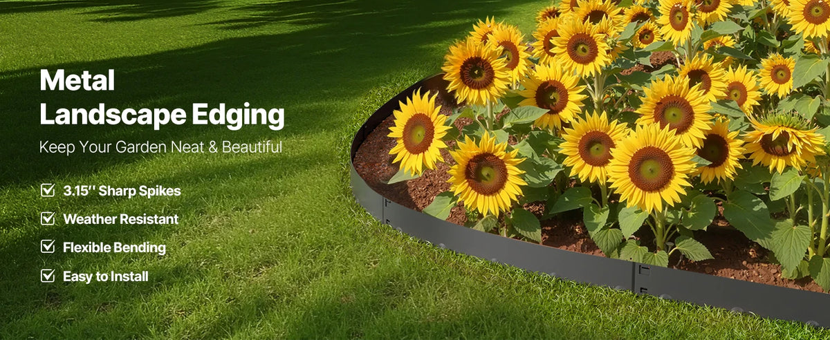 SucceBuy Steel Landscape Edging 5 Pcs 39x3in Rust-Resistant Metal Landscape Edging Bendable Garden Border Heavy Duty Lawn Edging