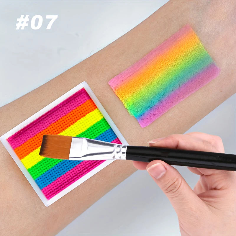 Rainbow Face and Body Paint Set-2pcs Split Cake Face Paint with Brush,Rainbow Face Painting Kit for Halloween Cosplay Art SFX