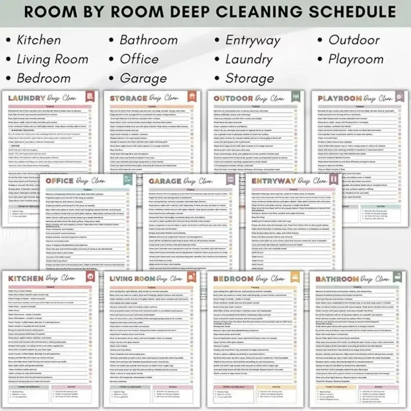 Cleaning Planner, House Cleaning Schedule Journal, Household Chores Organizer Book, Spiral Bound Home Decluttering Notebook