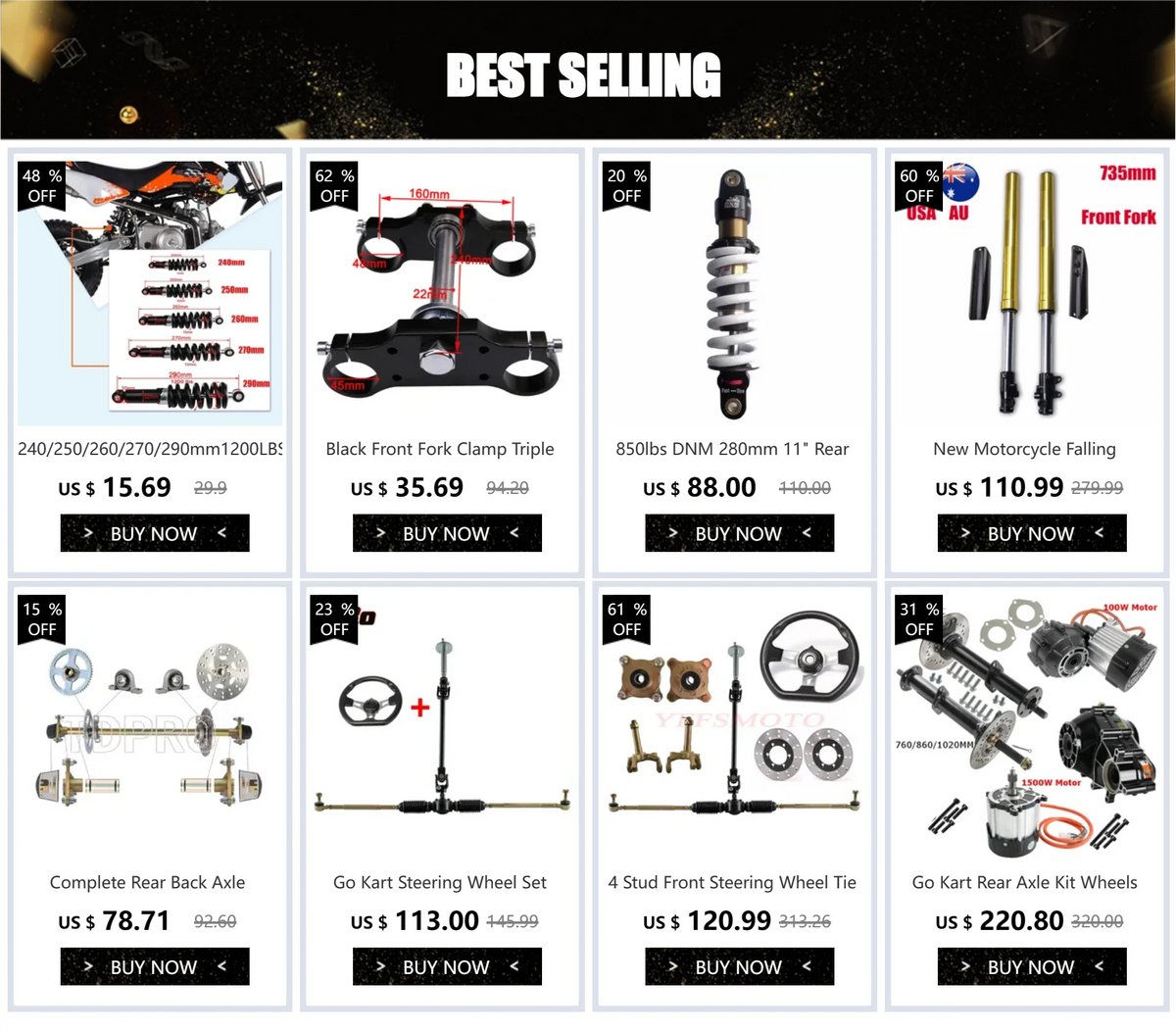 Premium 400LBS 250 260 270 290mm Front Suspension Shock Absorber For Motorcycle 50cc 70 90 110cc  Dirt Pit Bike ATV Go Kart