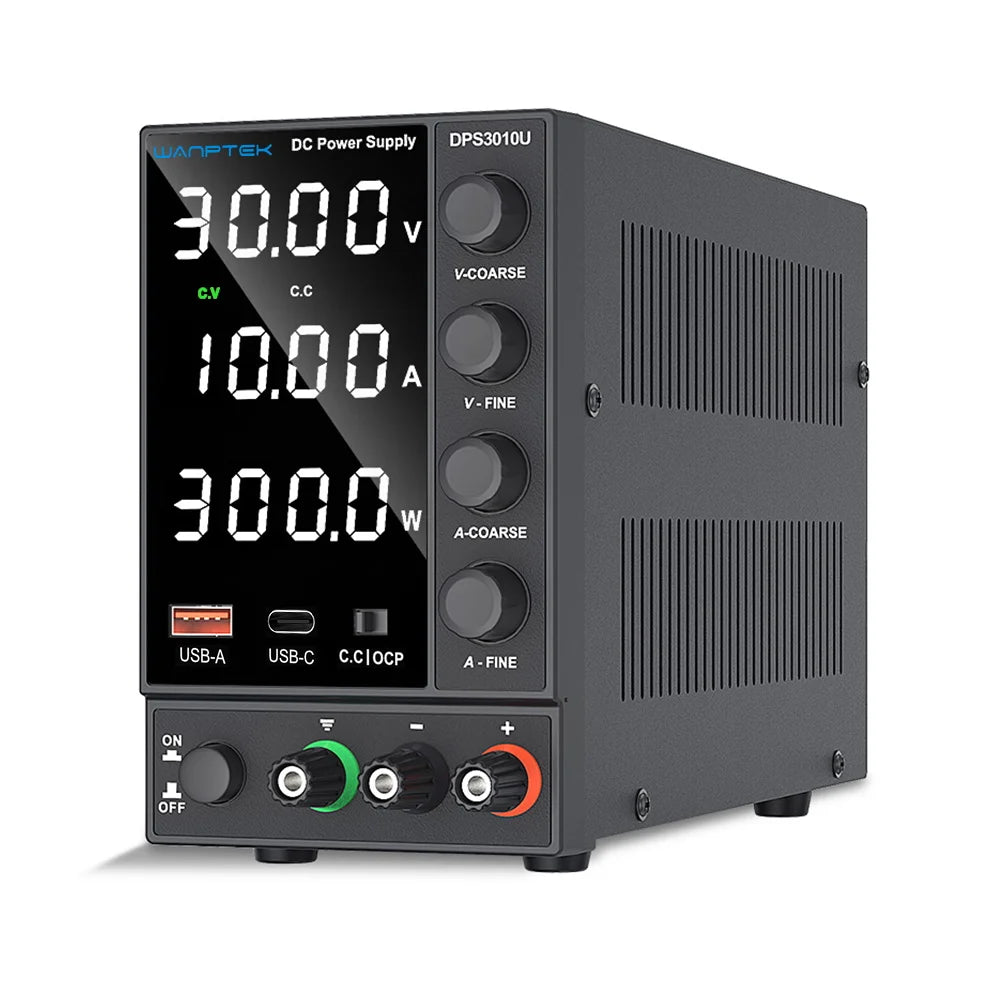 Wanptek Adjustable DC Power Supply 30V 10A, LED Lab Bench Voltage Regulator