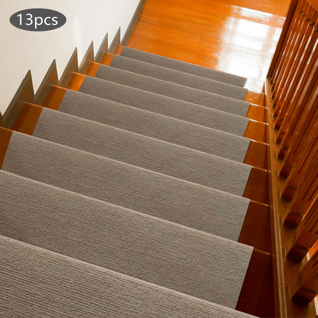 13PCS Carpet Stair Treads Mat 55*24cm Beige Stair Non-slip Carpet Mat Protection Cover Pad for Hallway Children's Bedroom