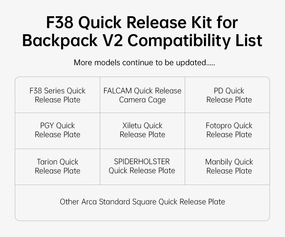 Ulanzi Falcam F38 Quick Release Shoulder Strap /Backpack Base /Kit V2 Compatible With F38 PD Fotopro PGY Quick Release Plate
