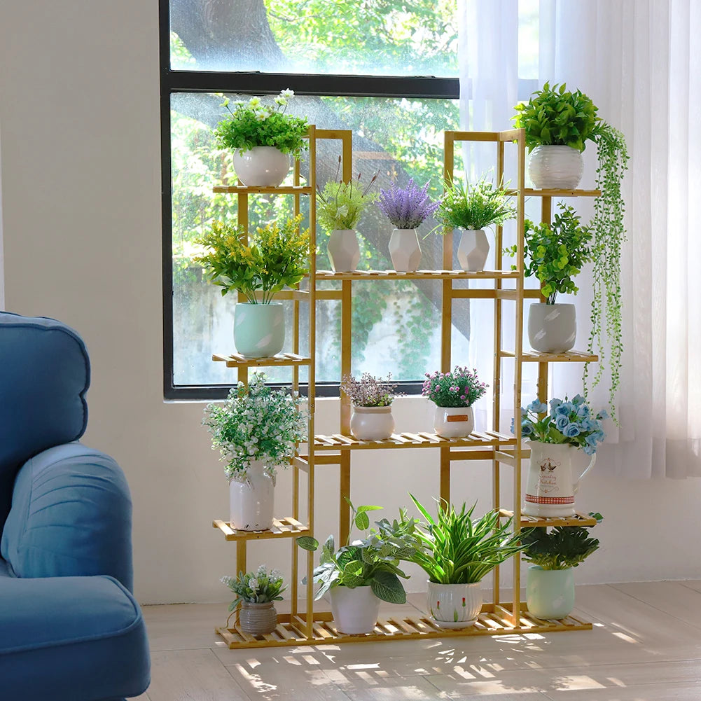 Extra Large 9-Tier Bamboo Plant Stand for Indoor Plants