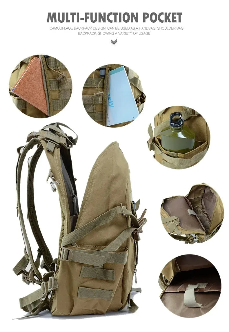35L Men's Outdoor Hiking Backpack with MOLLE System, Reflective Strip and Dual Cup Holders