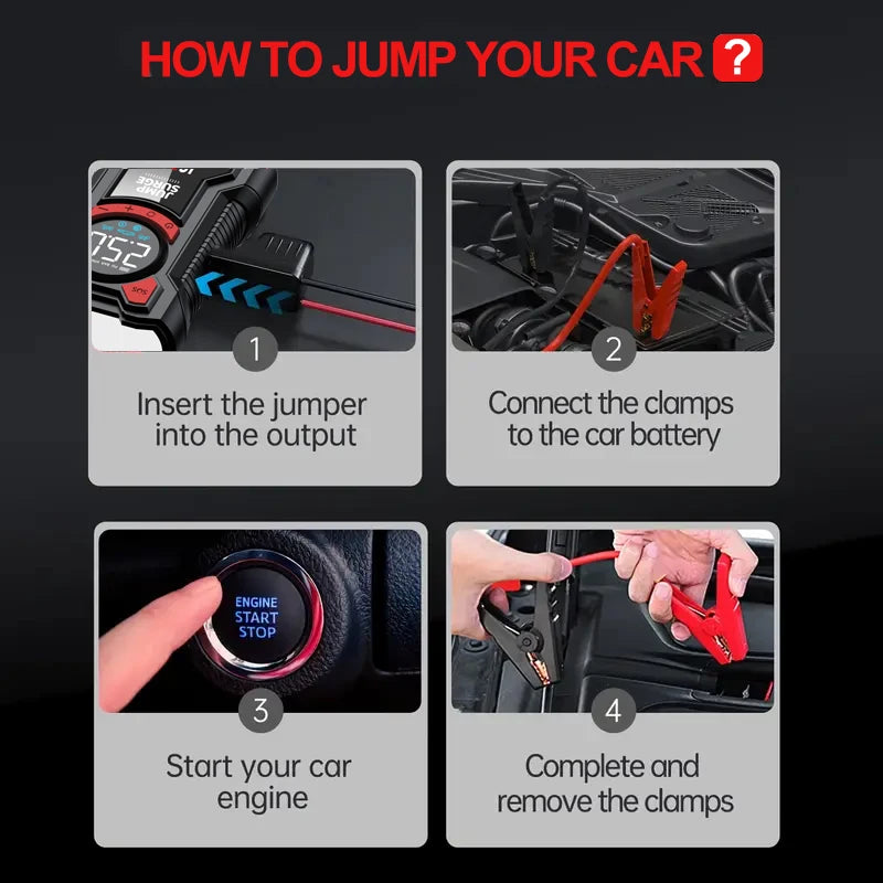 PAIVIROKU 5-in-1 Multifunctional Air Pump Jump Starter with Air Compressor 3000A Peak/150PSI Battery Jump Starter Digital Tire Inflator