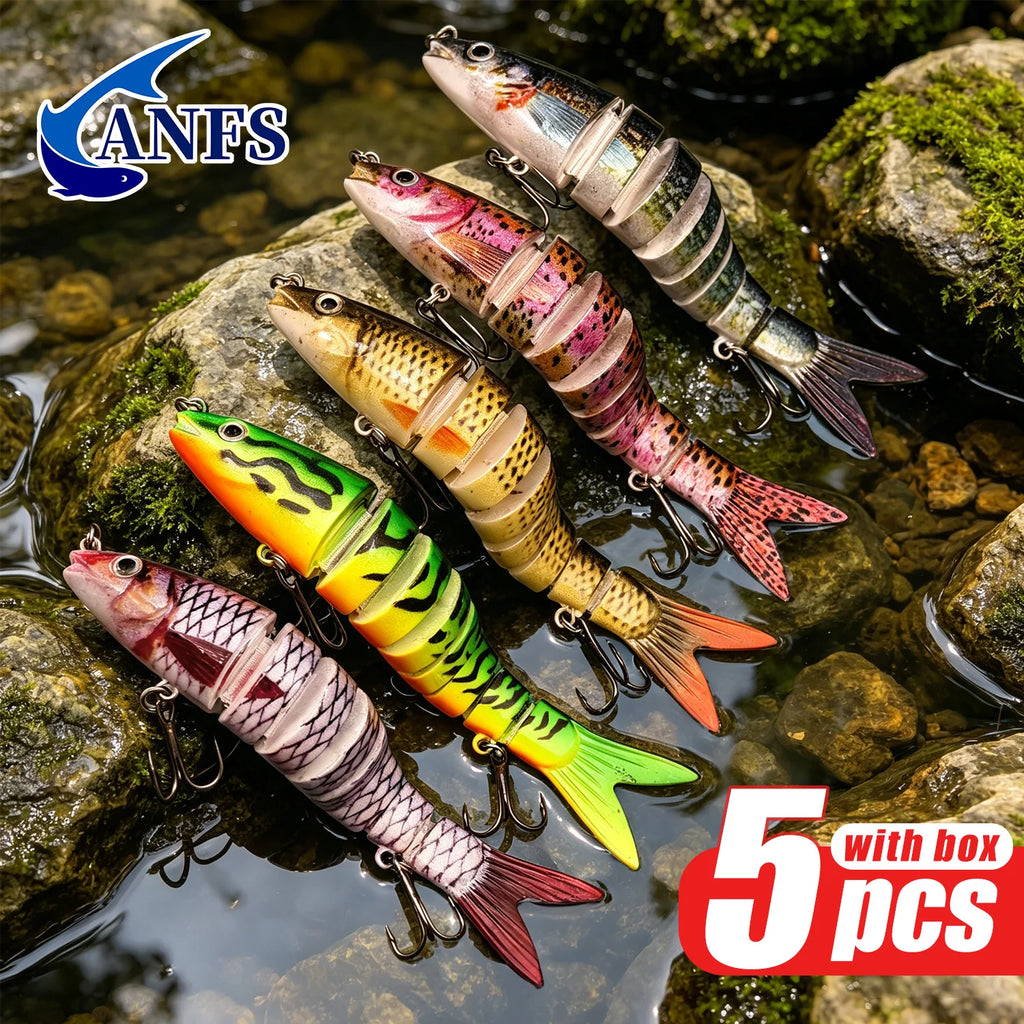 5-Piece Jointed Swimbait Fishing Lures, Realistic Sinking Multi-Section Hard Baits