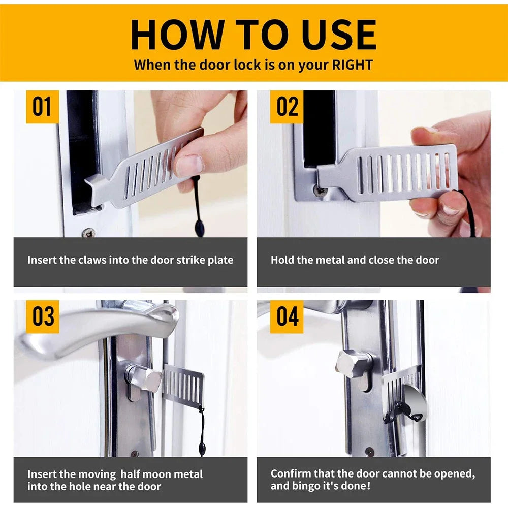 Portable Travel Door Lock, Extra Security Lock for Hotel, Apartment and Dorm Rooms