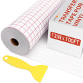 HTVRONT Transfer Tape for Vinyl, 12” X 100 FT Transfer Tape with Red Alignment Grid for Adhesive Vinyl, Medium Tack for Silhouette Cameo, for Decals, Signs, Windows, Stickers