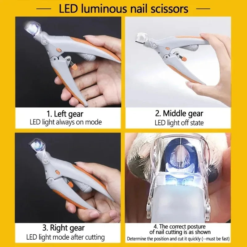 Professional Pet Nail Clipper Scissors with LED Light, Cat and Dog Nail Clippers, Claw Cutter Pet Supply