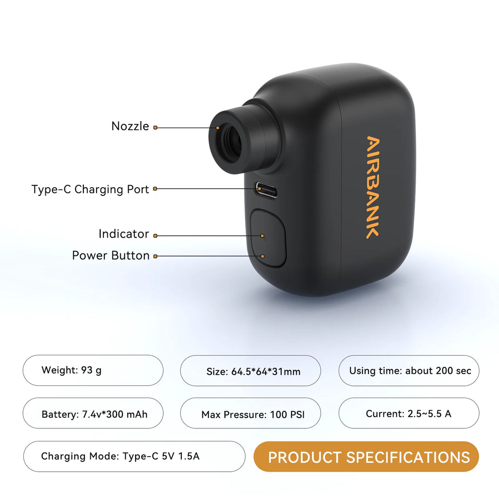 AS100 Electric Mini Bicycle Pupmp 100PSI Portable Bike Air Pump Presta Schrader Cycling Bicycle Accessories Pocket SE