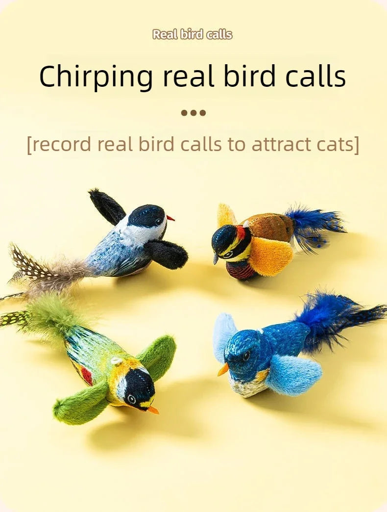 Hanging Bird Cat Toy with Catnip, Interactive Squeaky Self-Play Teaser for Kittens
