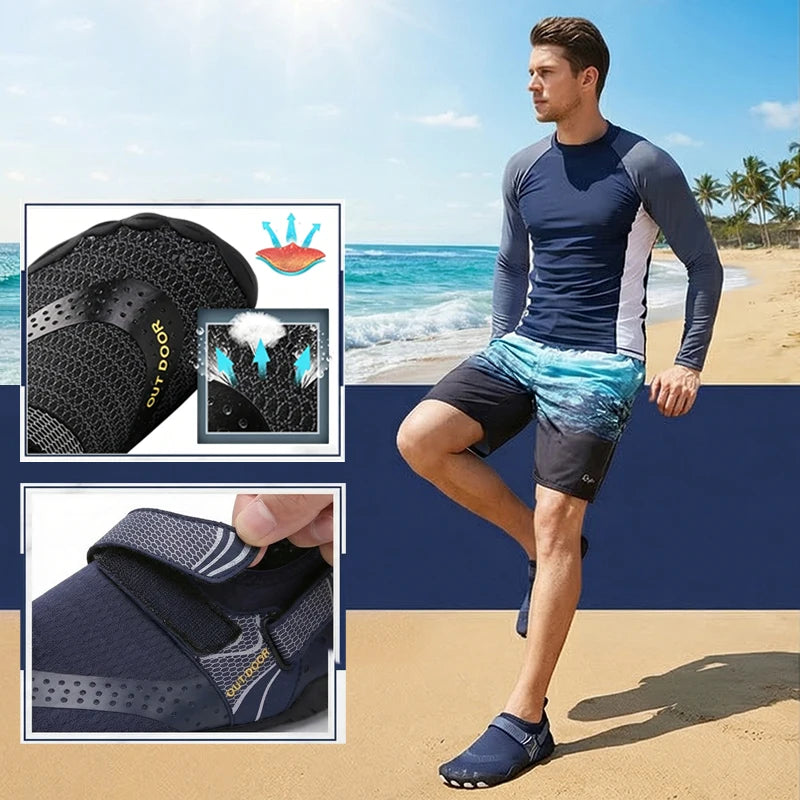 Men's Quick-Dry Non-Slip Water Shoes, Lightweight Barefoot Aqua Sneakers for Swimming and Wading
